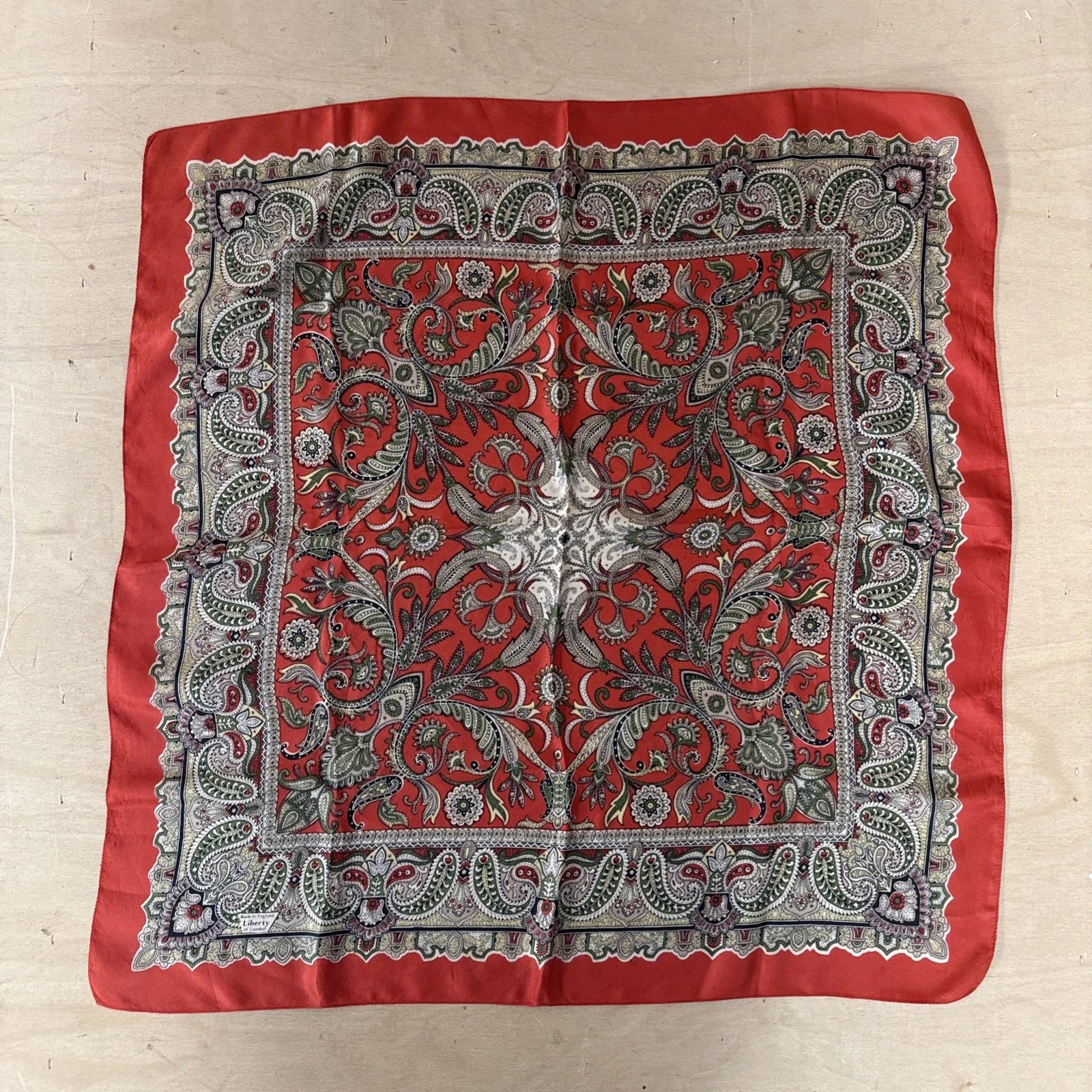 Liberty of london 100% silk scarf red paisley print