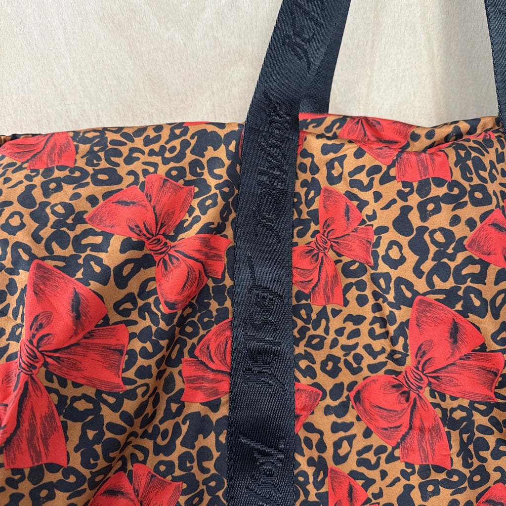 Betsy johnson large cheetah print/red bow weekend bag