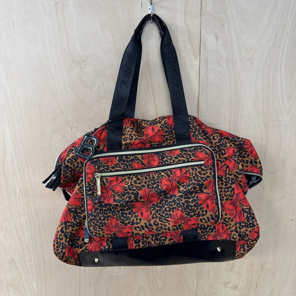 Betsy johnson large cheetah print/red bow weekend bag