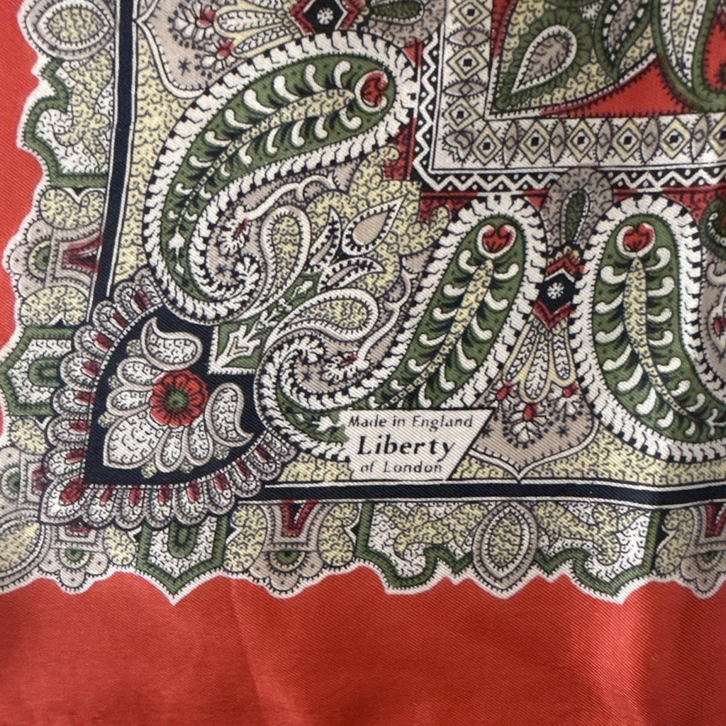 Liberty of london 100% silk scarf red paisley print