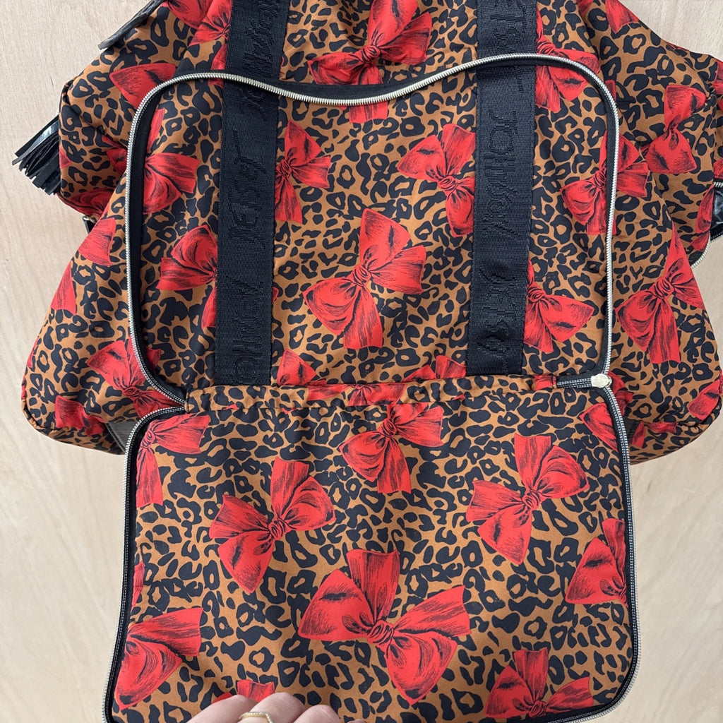 Betsy johnson large cheetah print/red bow weekend bag