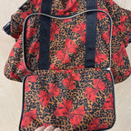 Betsy johnson large cheetah print/red bow weekend bag