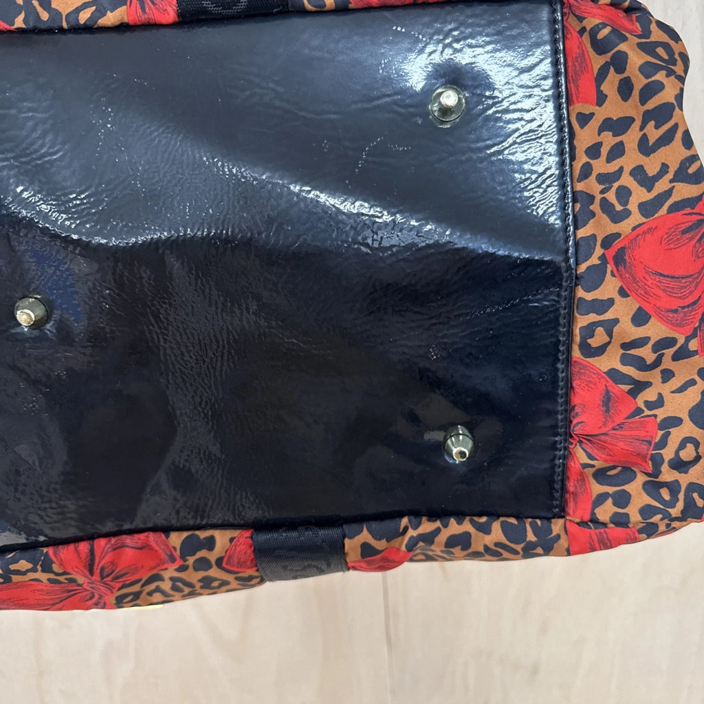 Betsy johnson large cheetah print/red bow weekend bag
