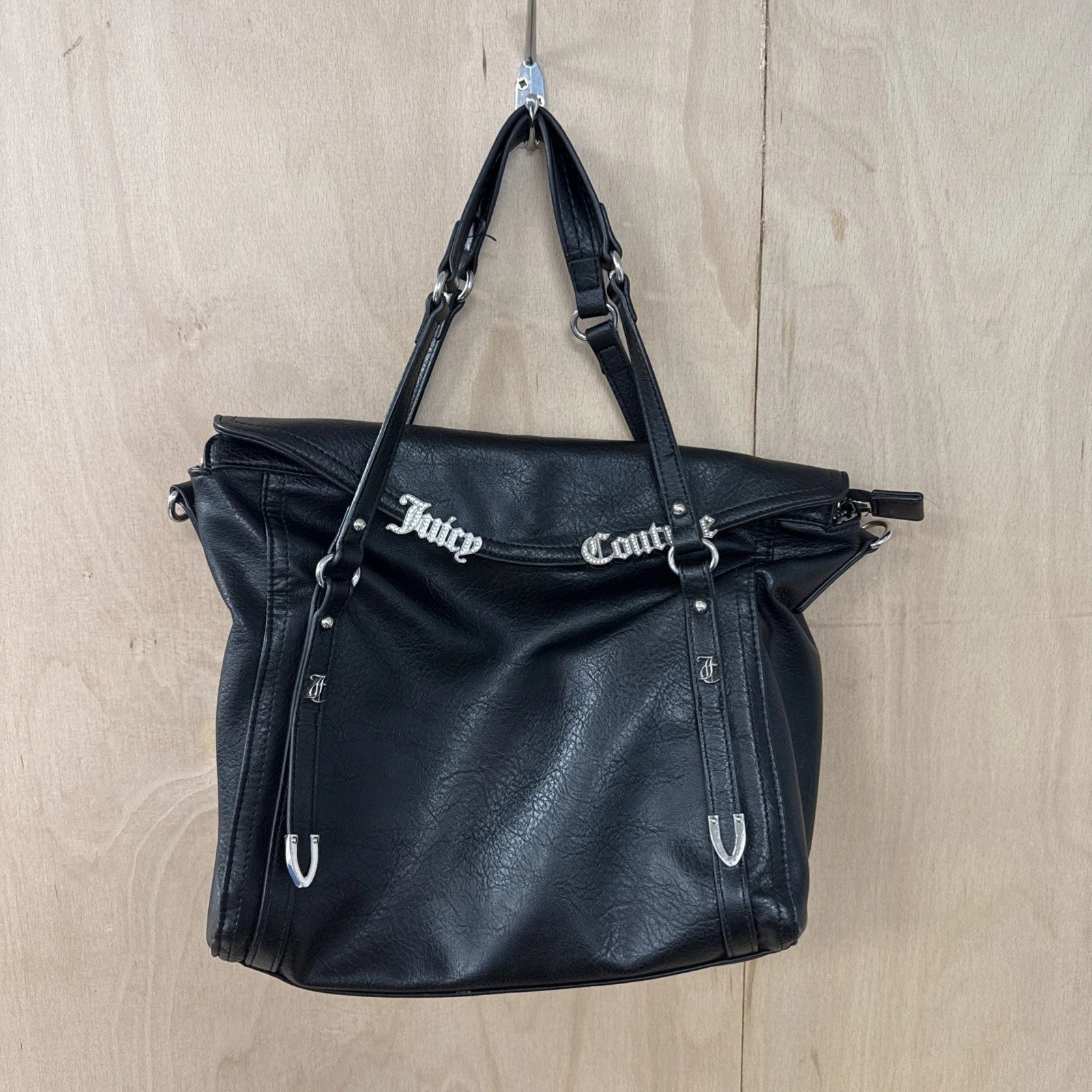 Juicy couture black faux leather designer handbag