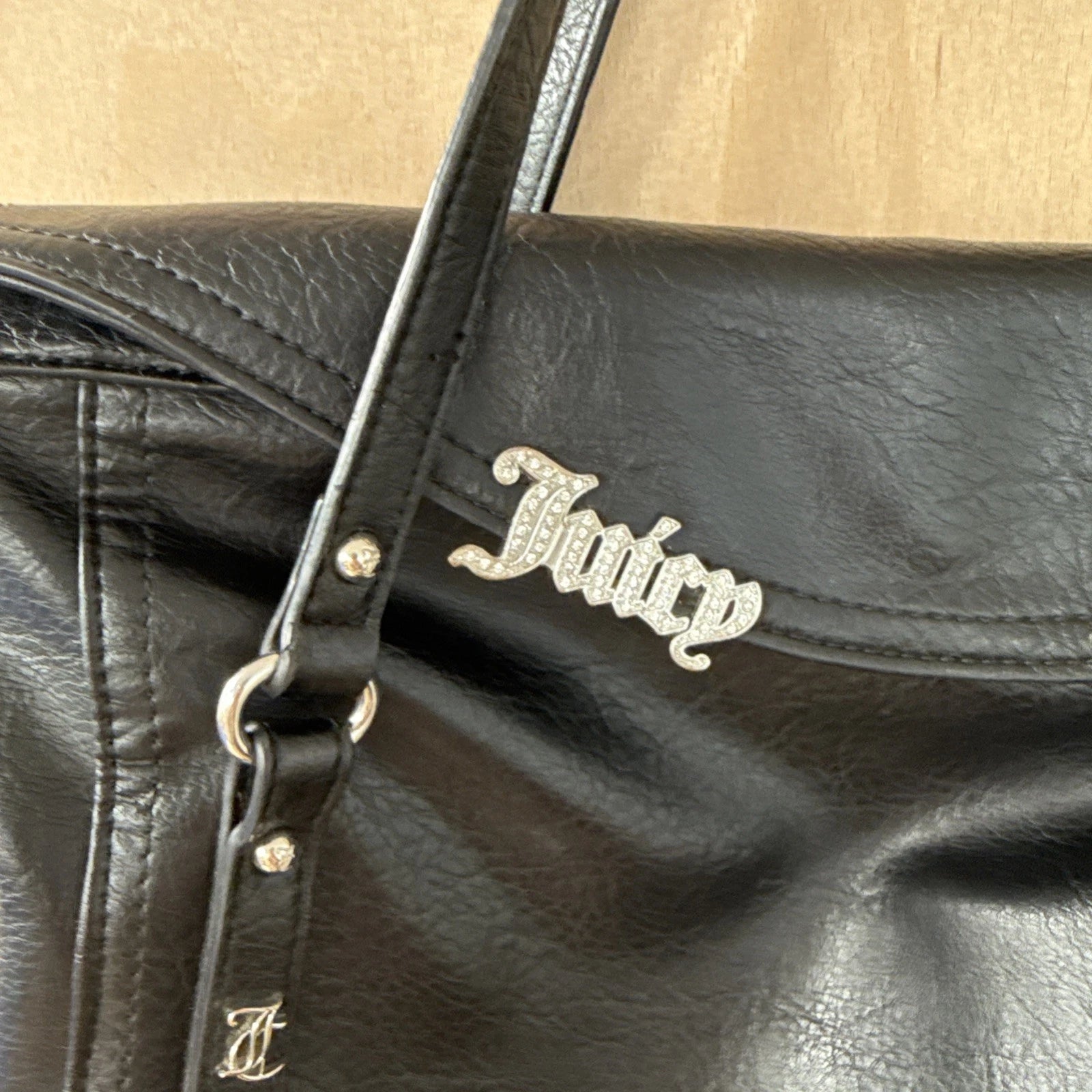Juicy couture black faux leather designer handbag