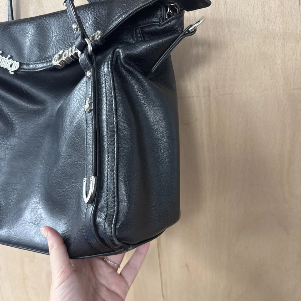 Juicy couture black faux leather designer handbag