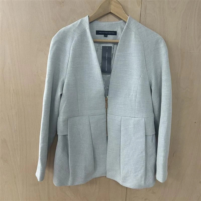 French connection grey classic zip blazer size 8UK new