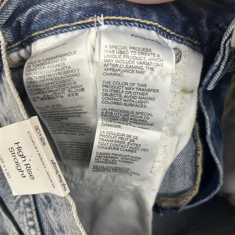 Calvin klein high rise straight light wash denim jeans W25 brand new