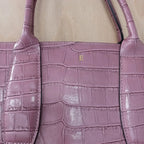 LRM croc pattern style pink tote bag with initial E font