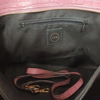 LRM croc pattern style pink tote bag with initial E font