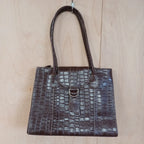 Osprey london brown croc effect faux leather shoulder tote handbag vintage style