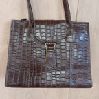 Osprey london brown croc effect faux leather shoulder tote handbag vintage style