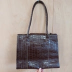 Osprey london brown croc effect faux leather shoulder tote handbag vintage style