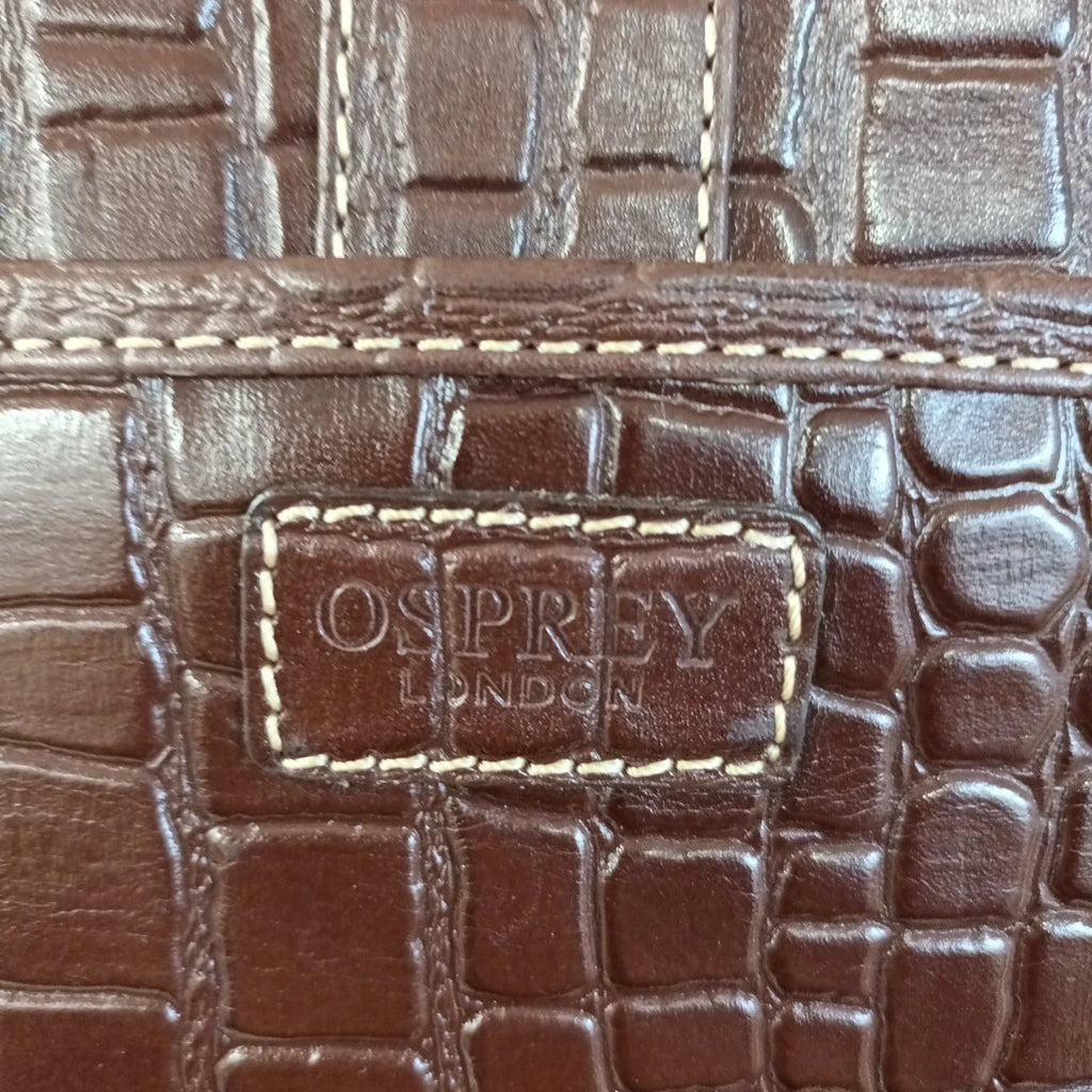 Osprey london brown croc effect faux leather shoulder tote handbag vintage style