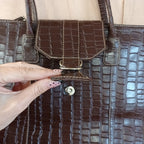 Osprey london brown croc effect faux leather shoulder tote handbag vintage style