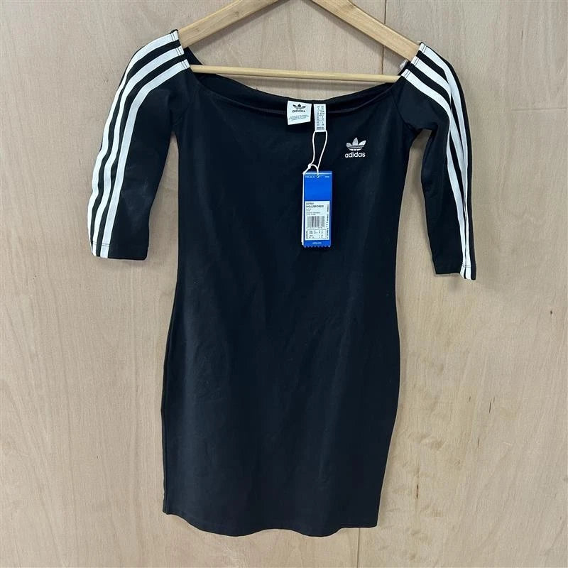 Adidas black off the shoulder dress size 6